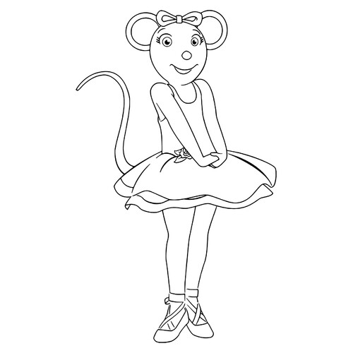Página para colorear: Ratita Angelina bailarina dibujo para colorear gratis de Ballerina Coloring Pages for Girls