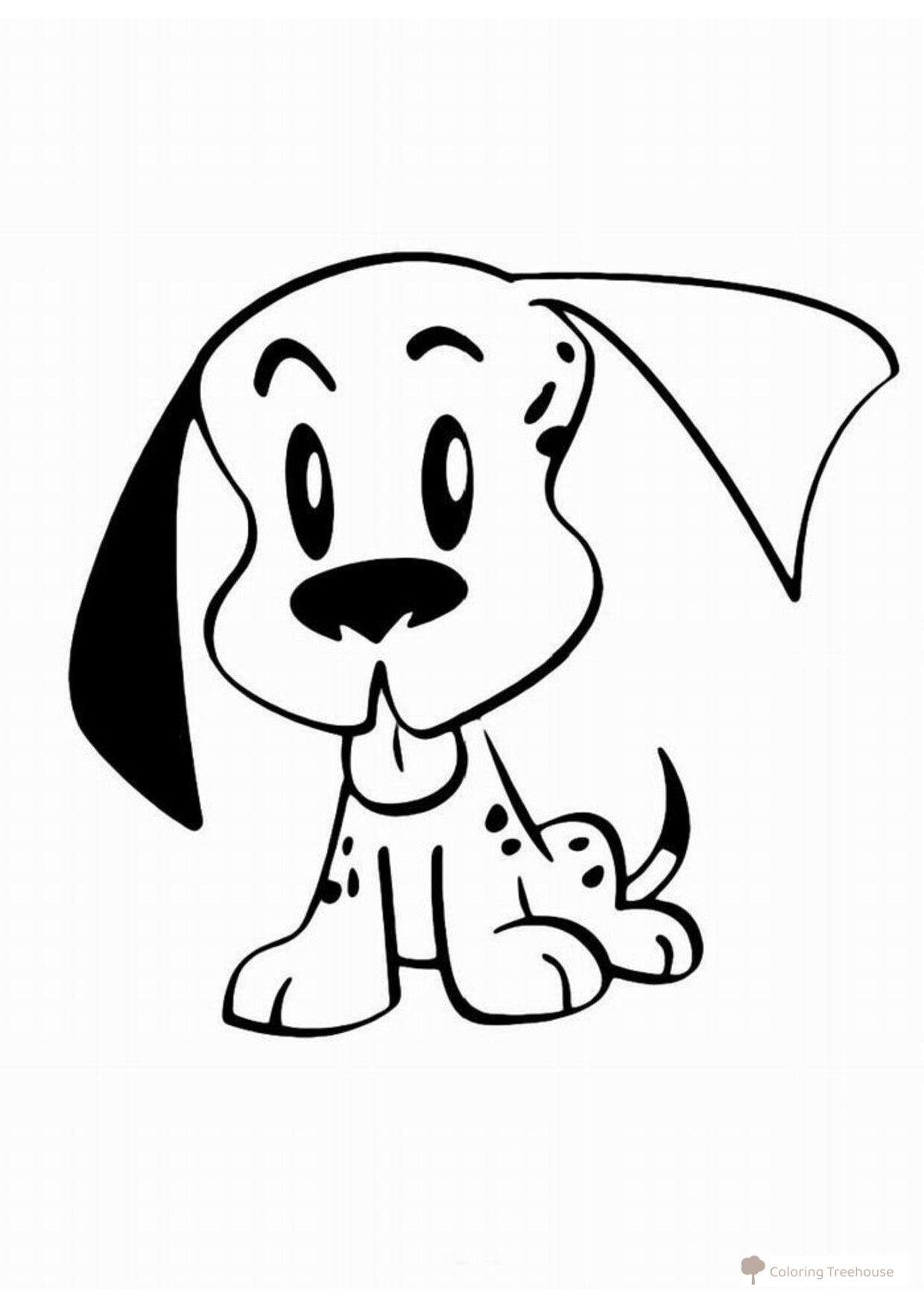 Página para colorear: Pequeño perro manchado dibujo para colorear gratis de Páginas para colorear de perros y cachorros