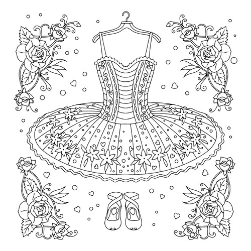 Página para colorear: Ropa de bailarina dibujo para colorear gratis de Ballerina Coloring Pages for Girls