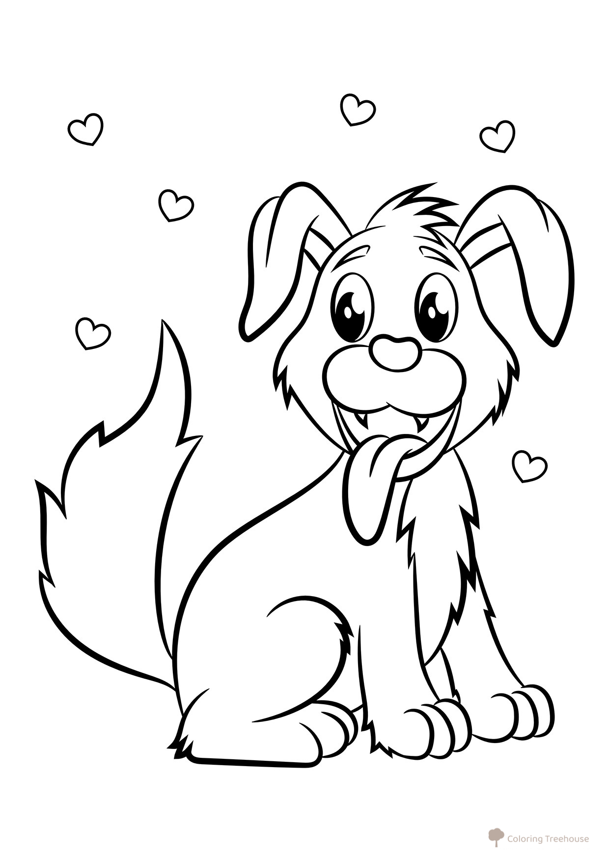 Página para colorear: Perro alegre dibujo para colorear gratis de Páginas para colorear de perros y cachorros