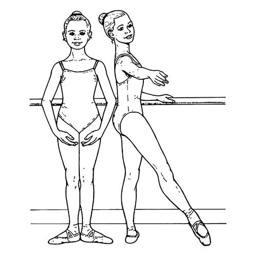 Página para colorear: Postura y posiciones de la bailarina dibujo para colorear gratis de Ballerina Coloring Pages for Girls