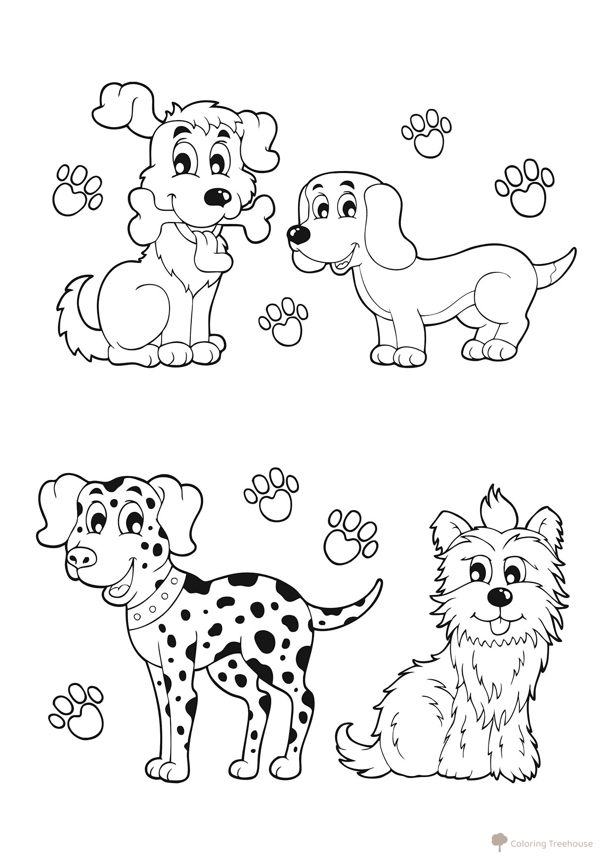 Puppies of Different Breeds Coloring Page free printable Dog and Puppy Coloring Pages coloring page