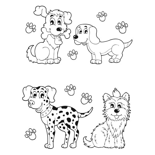 Puppies of Different Breeds Coloring Page free printable Dog and Puppy Coloring Pages coloring page