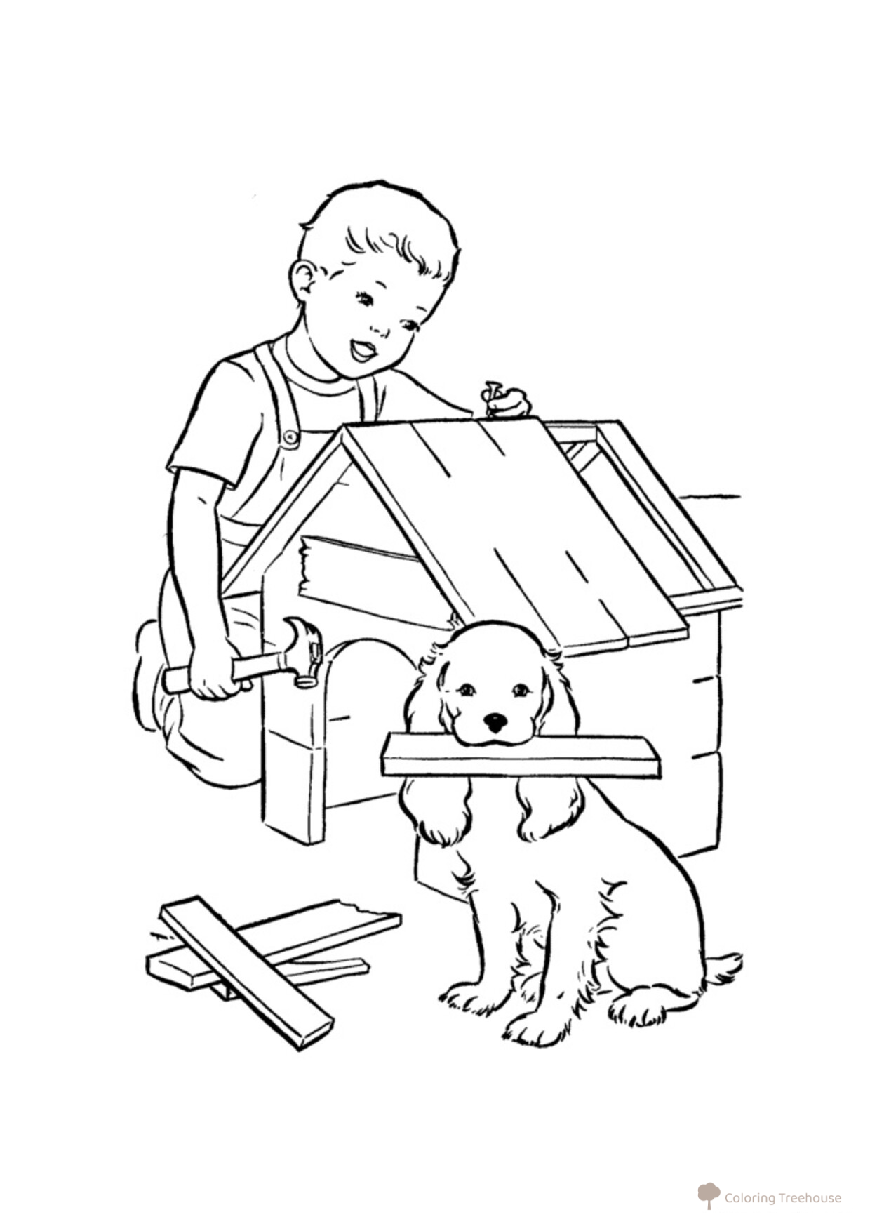 Doghouse Coloring Page free printable Dog and Puppy Coloring Pages coloring page