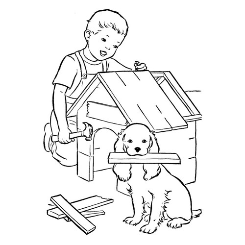 Doghouse Coloring Page free printable Dog and Puppy Coloring Pages coloring page
