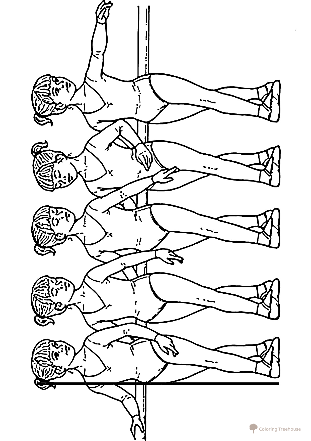 Página para colorear: Preparación de la bailarina para el ejercicio dibujo para colorear gratis de Ballerina Coloring Pages for Girls