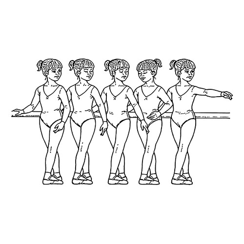 Página para colorear: Preparación de la bailarina para el ejercicio dibujo para colorear gratis de Ballerina Coloring Pages for Girls