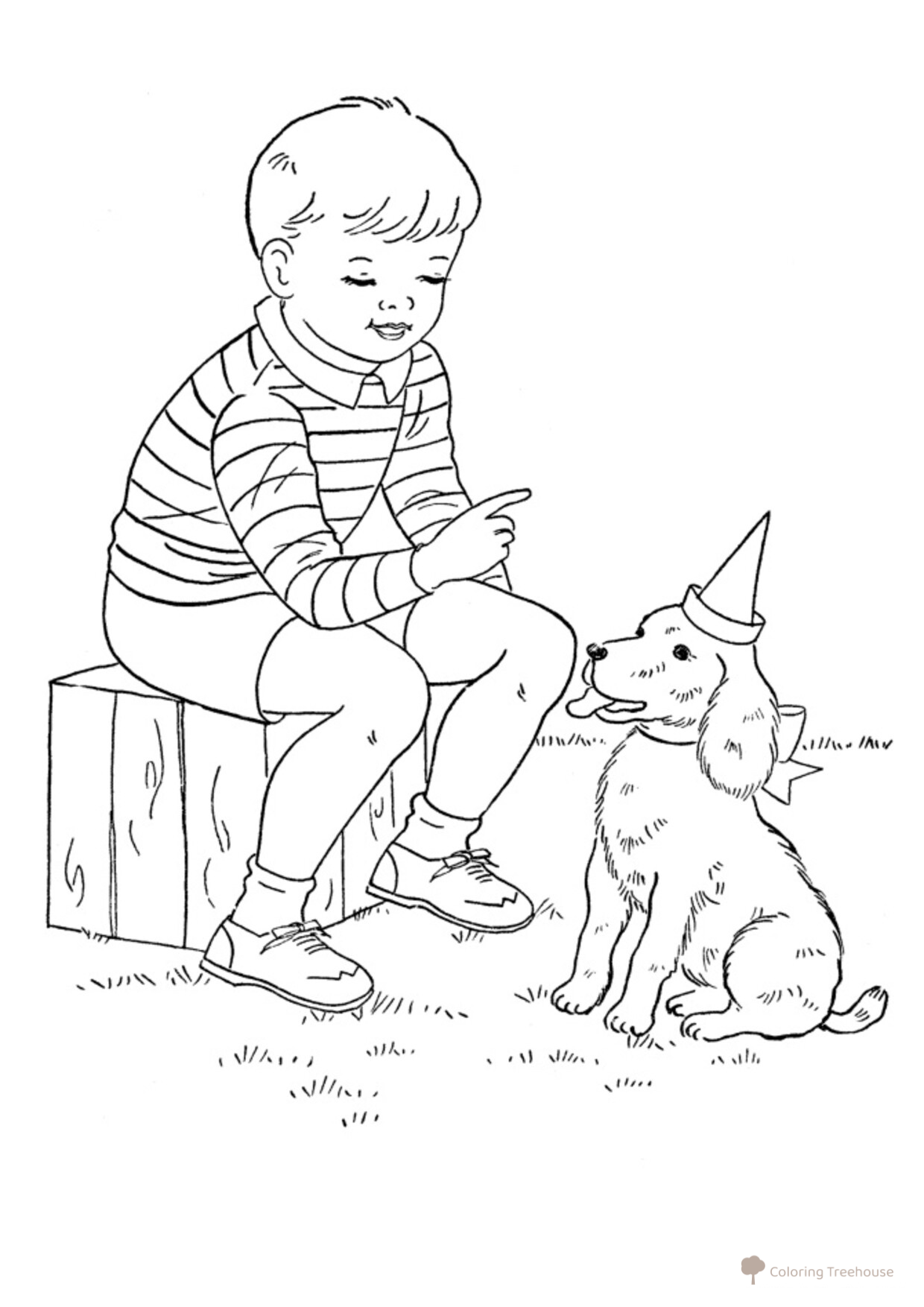 Dog Preparing for a Holiday Coloring Page free printable Dog and Puppy Coloring Pages coloring page
