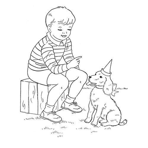 Dog Preparing for a Holiday Coloring Page free printable Dog and Puppy Coloring Pages coloring page