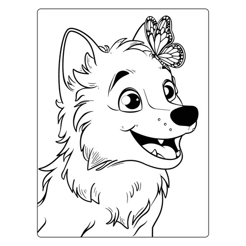 Dog and Butterfly Coloring Page free printable Dog and Puppy Coloring Pages coloring page