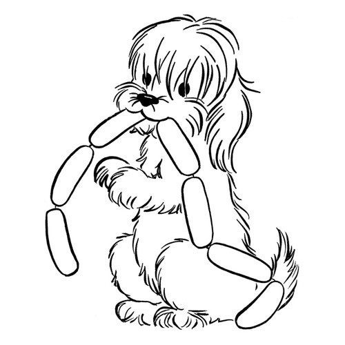 Dog and Sausages Coloring Page free printable Dog and Puppy Coloring Pages coloring page