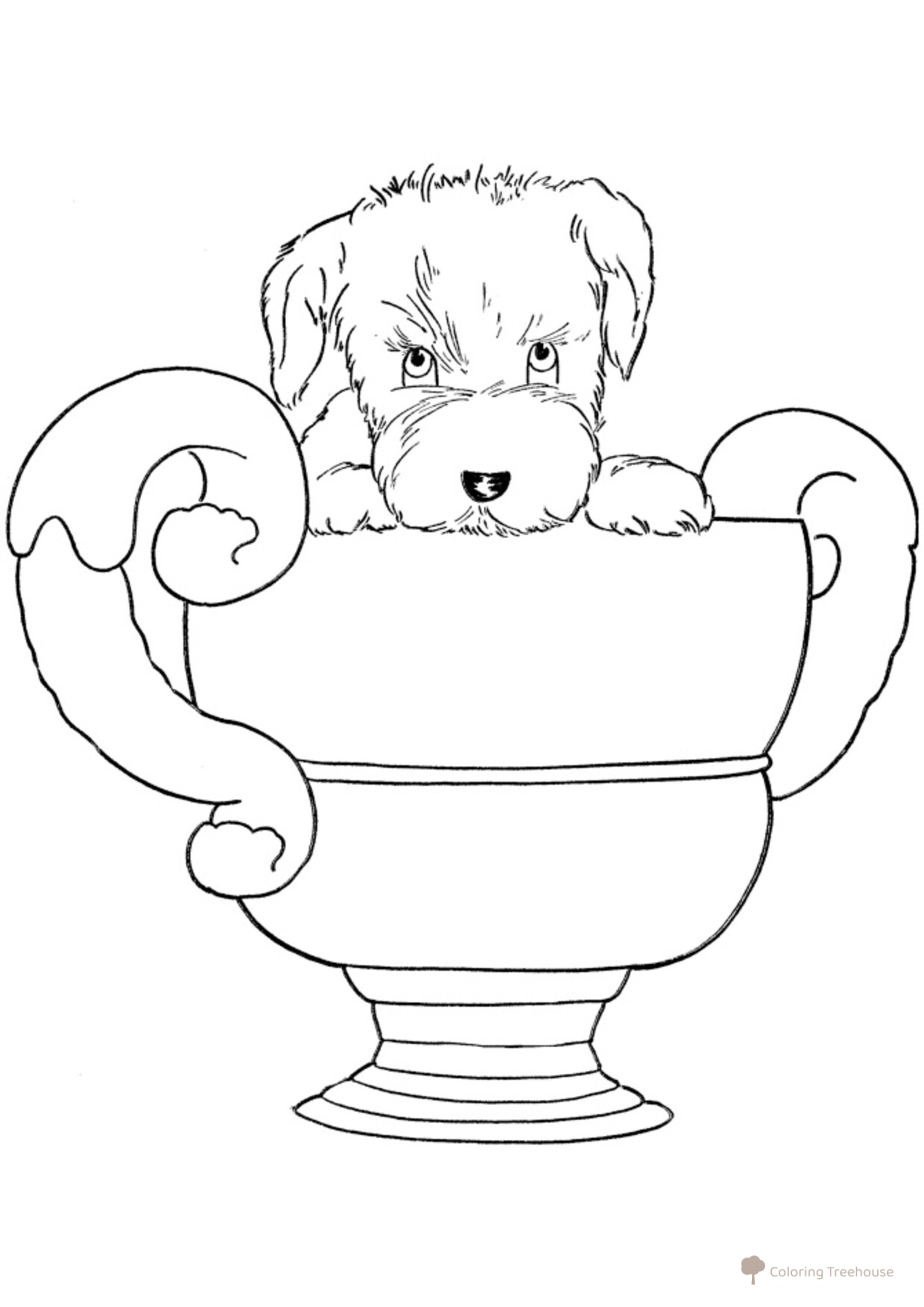 Página para colorear: El perro recibió un premio dibujo para colorear gratis de Páginas para colorear de perros y cachorros