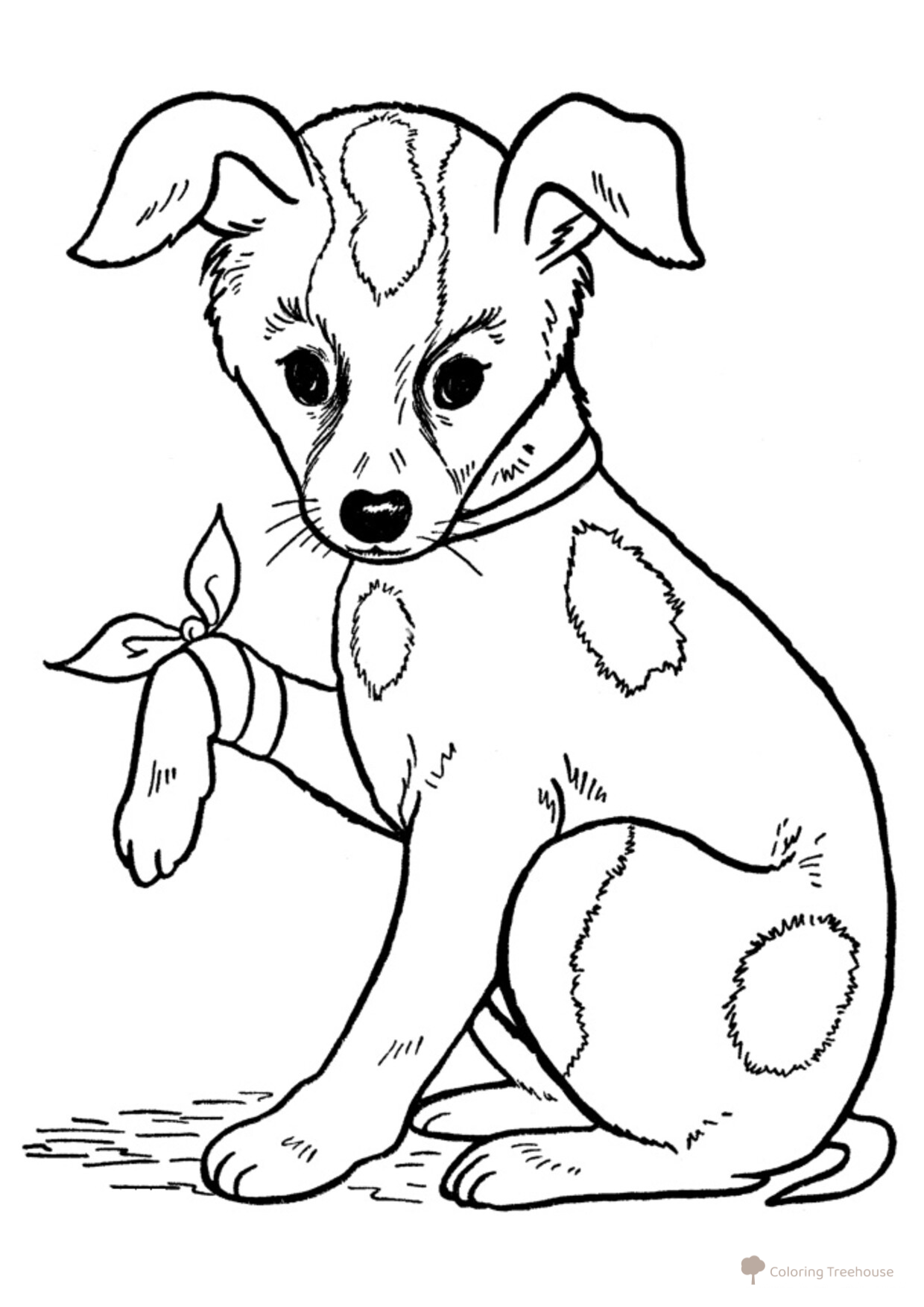 Dog with Injured Paw Coloring Page free printable Dog and Puppy Coloring Pages coloring page