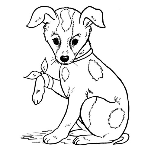 Dog with Injured Paw Coloring Page free printable Dog and Puppy Coloring Pages coloring page