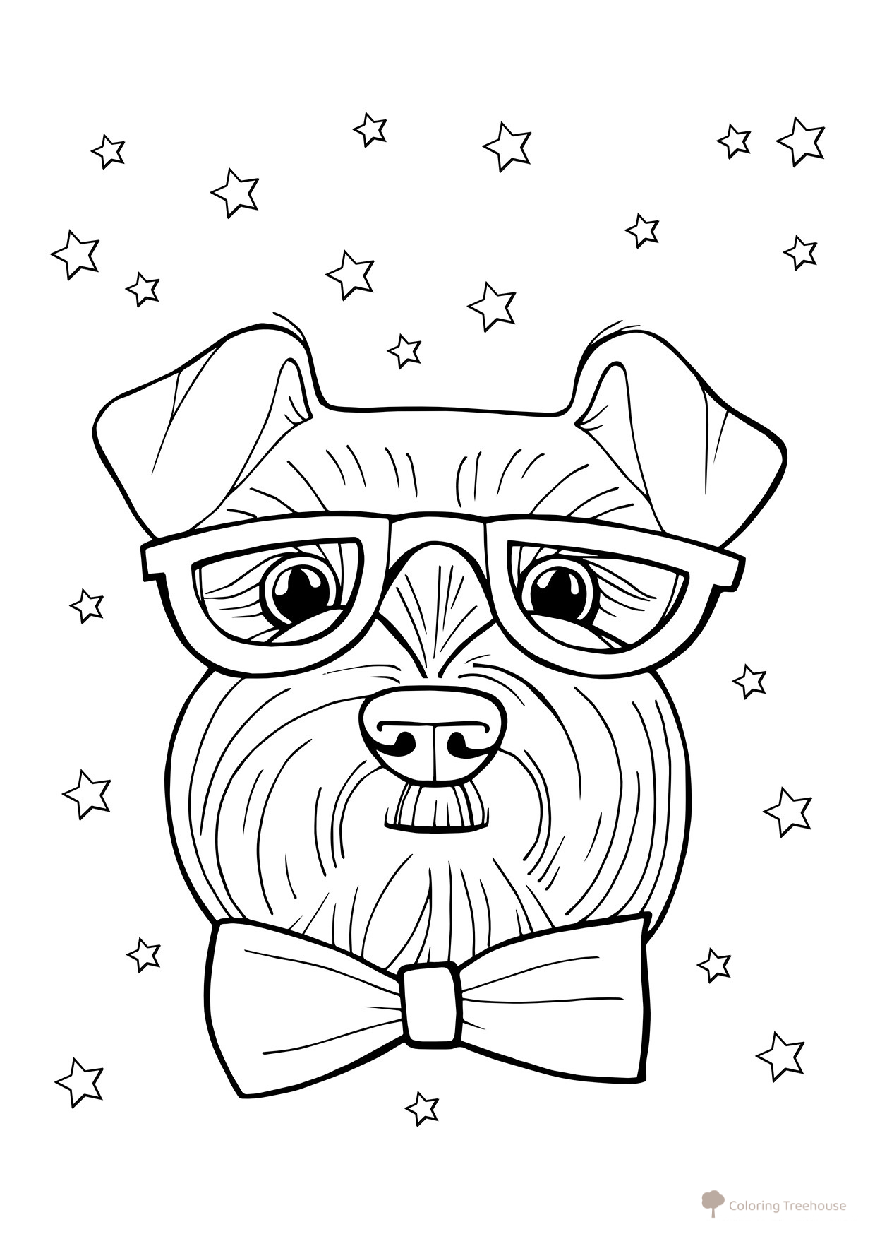 Página para colorear: Perro con lazo dibujo para colorear gratis de Páginas para colorear de perros y cachorros