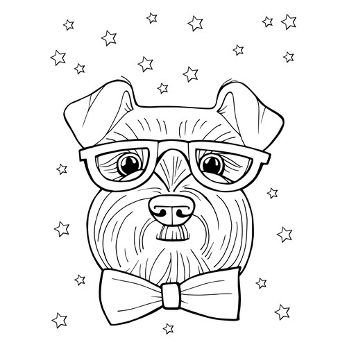 Página para colorear: Perro con lazo dibujo para colorear gratis de Páginas para colorear de perros y cachorros