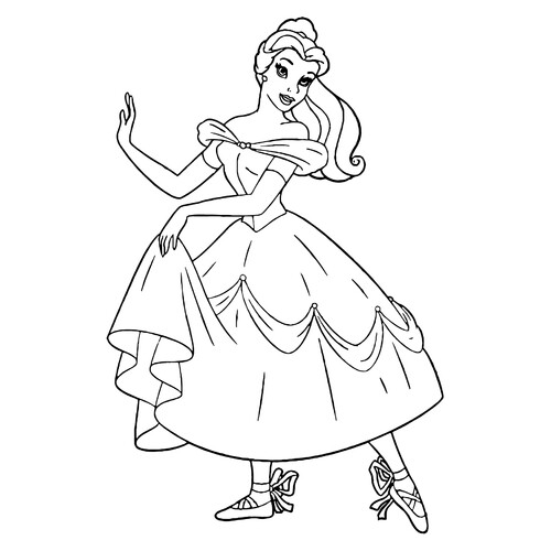 Princesa Bel la bailarina - página para colorear dibujo para colorear gratis de Ballerina Coloring Pages for Girls
