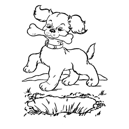 Página para colorear: Perro con hueso dibujo para colorear gratis de Páginas para colorear de perros y cachorros