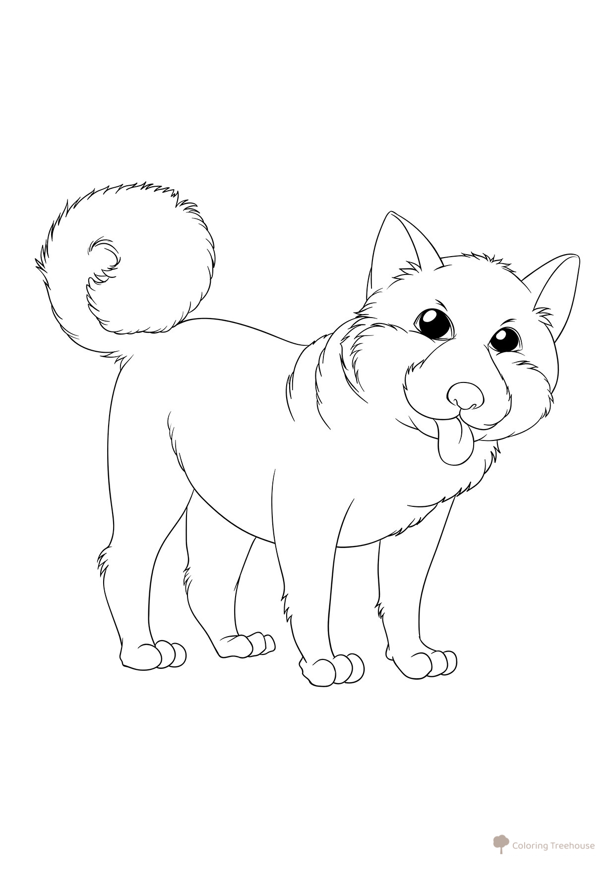 Página para colorear: Perro Shiba Inu dibujo para colorear gratis de Páginas para colorear de perros y cachorros