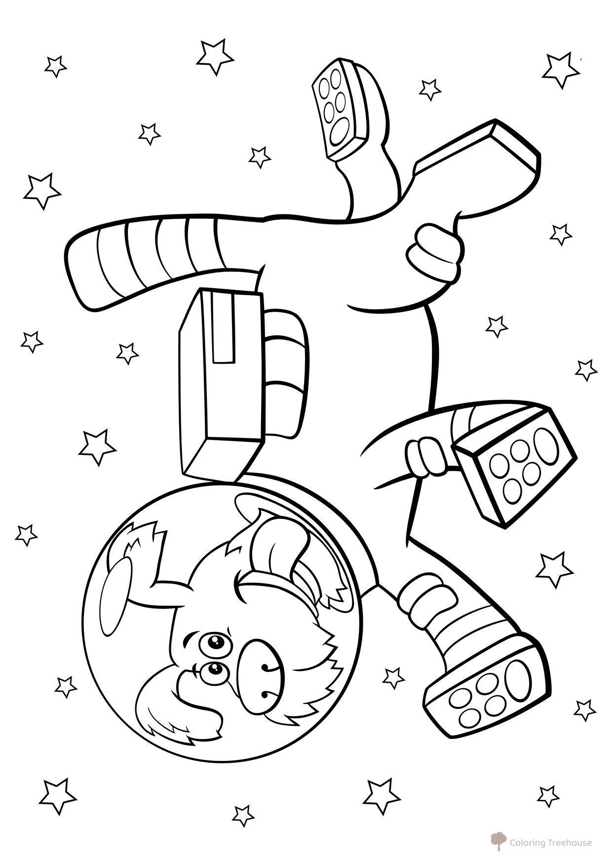 Página para colorear: Perro en el espacio dibujo para colorear gratis de Páginas para colorear de perros y cachorros
