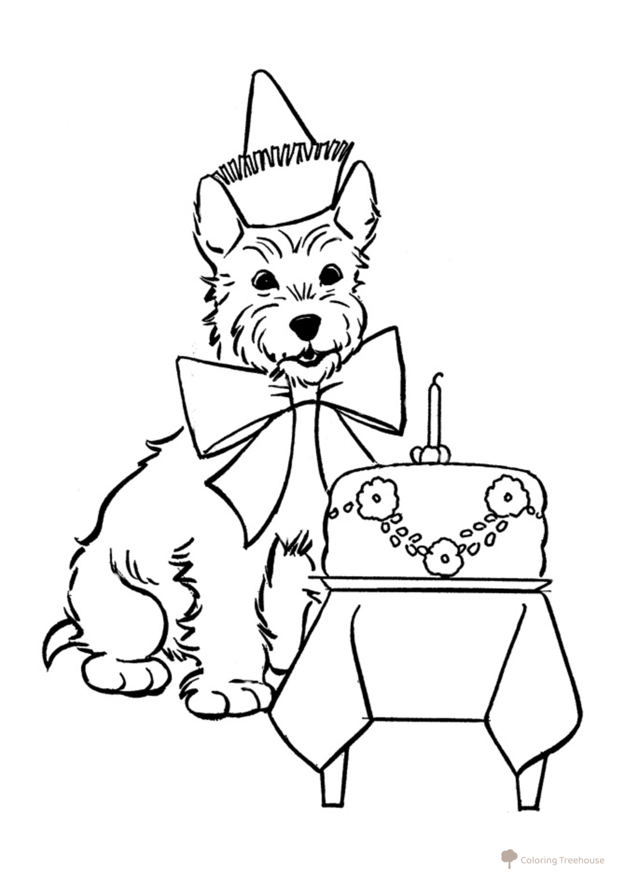 Dog's Birthday Coloring Page free printable Dog and Puppy Coloring Pages coloring page