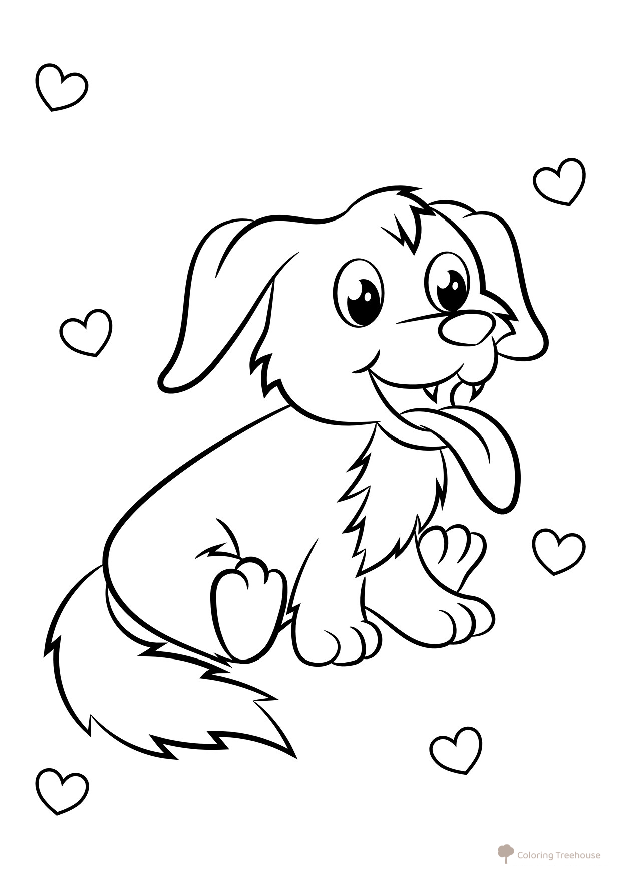 Página para colorear: Cachorro enamorado dibujo para colorear gratis de Páginas para colorear de perros y cachorros