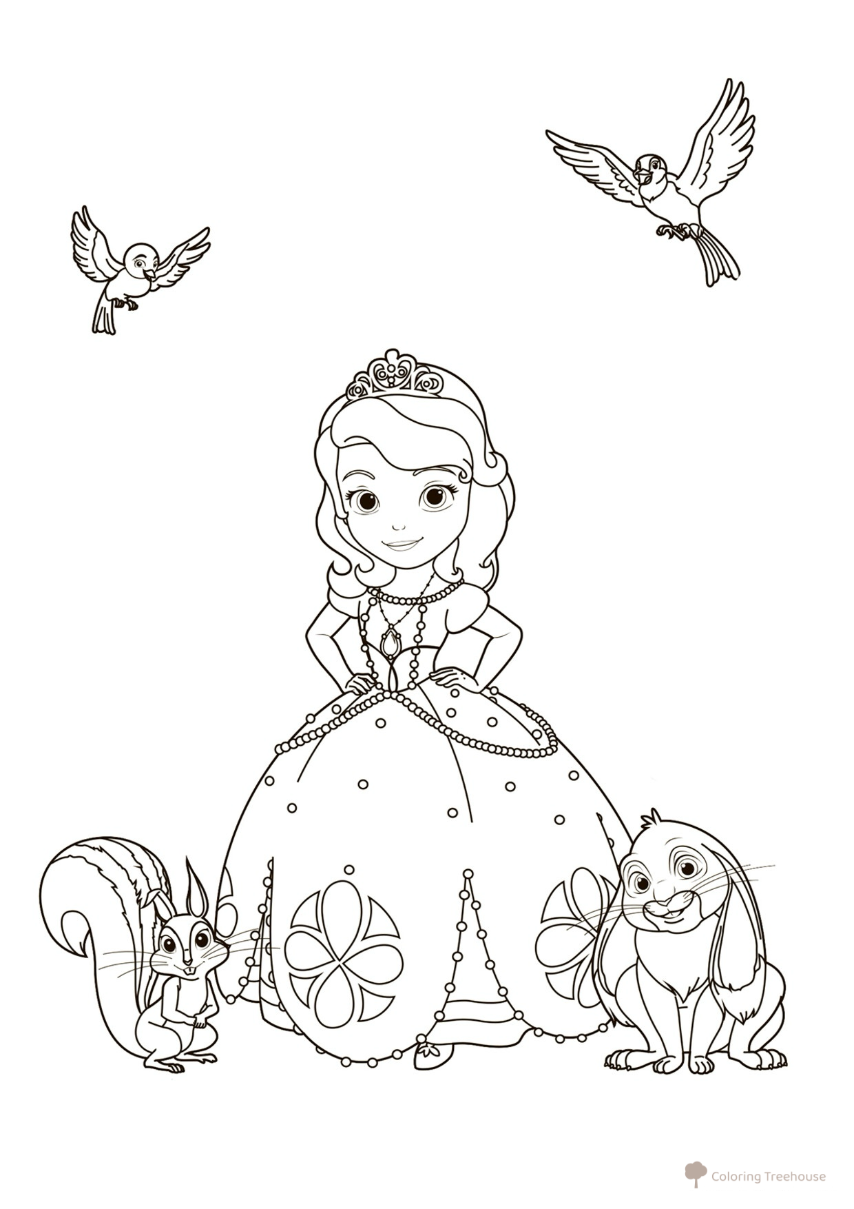 Sofia and the Little Animals Coloring Page free printable Princess Sofia Coloring Pages coloring page