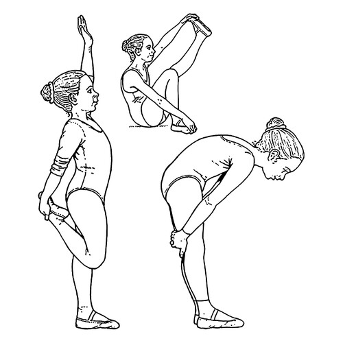 Dibujo para colorear: Ejercicios de estiramiento de una bailarina dibujo para colorear gratis de Ballerina Coloring Pages for Girls