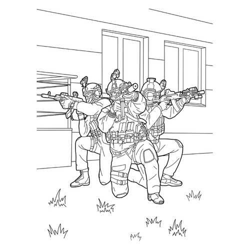 Página para colorear «Unidad de fuerzas especiales» dibujo para colorear gratis de Dibujos para colorear de soldados