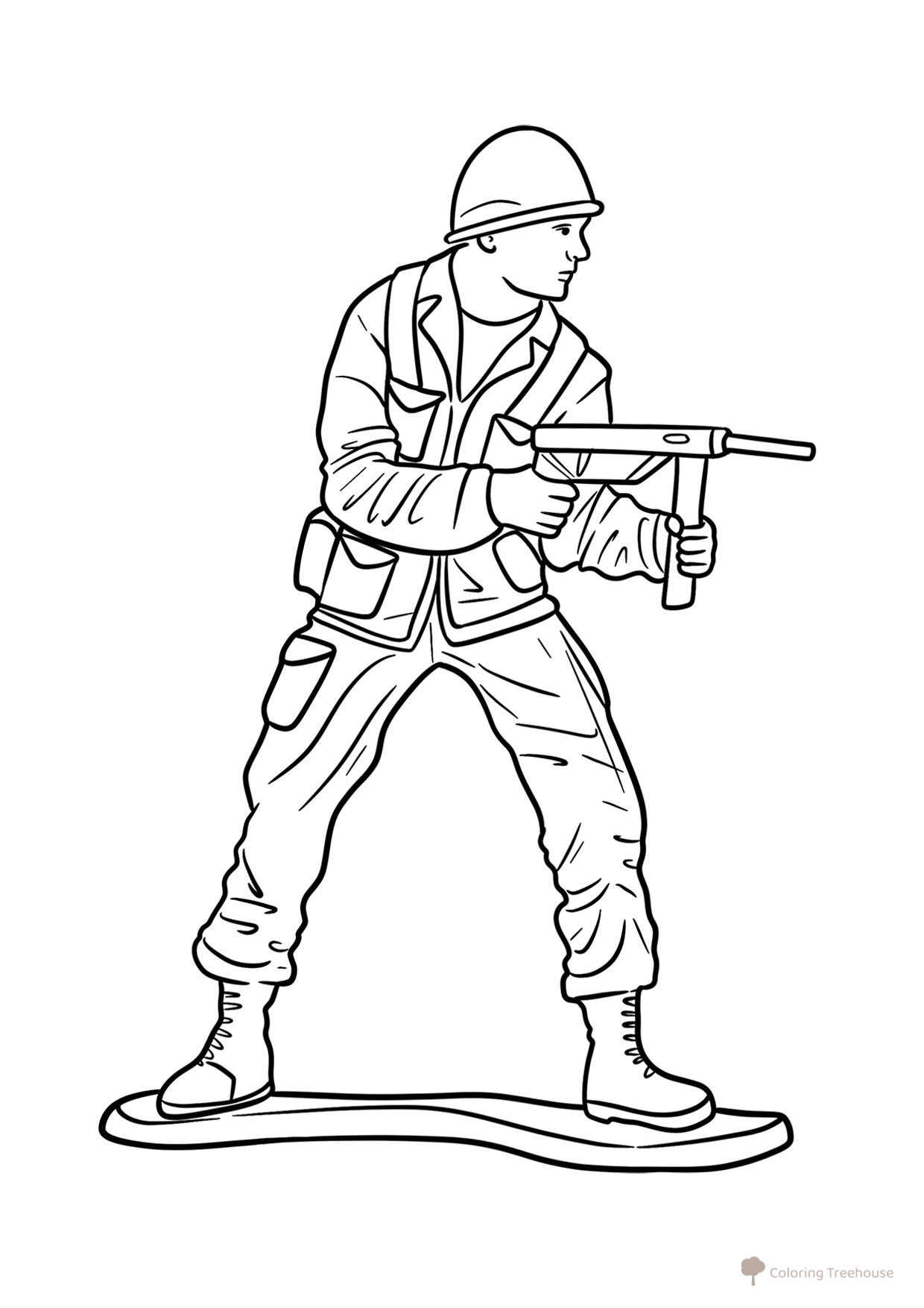 Plastic Toy Soldier with Rifle Coloring Page free printable Soldier Coloring Pages coloring page