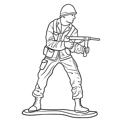 Plastic Toy Soldier with Rifle Coloring Page free printable Soldier Coloring Pages coloring page
