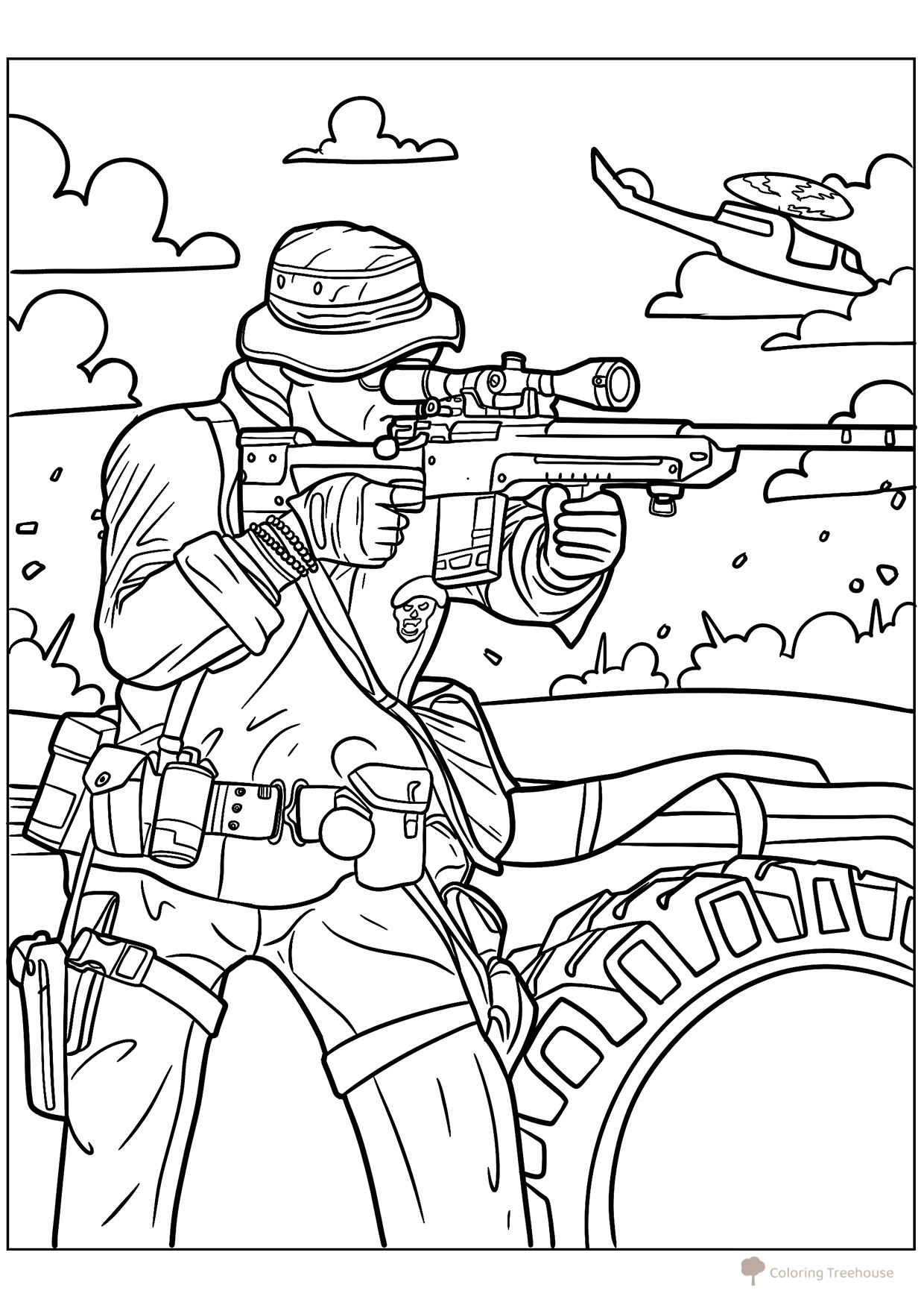 Sniper Soldier Coloring Page free printable Soldier Coloring Pages coloring page