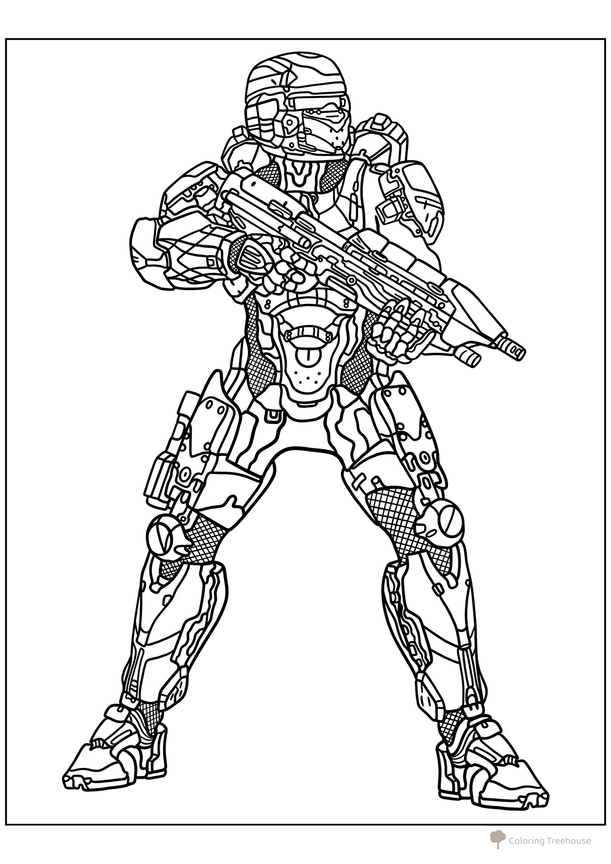 Página para colorear «Soldado espartano del juego Halo» dibujo para colorear gratis de Dibujos para colorear de soldados