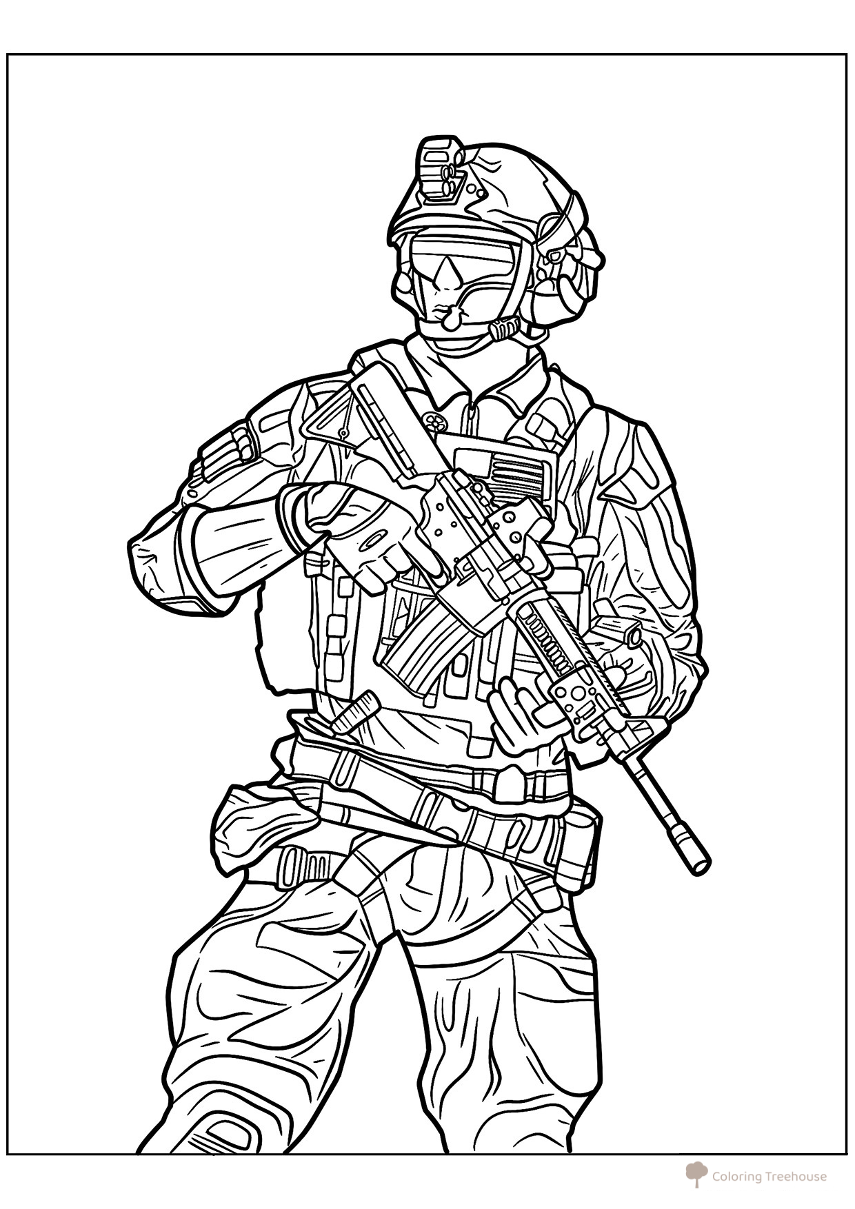 Modern Special Forces Soldier Coloring Page free printable Soldier Coloring Pages coloring page