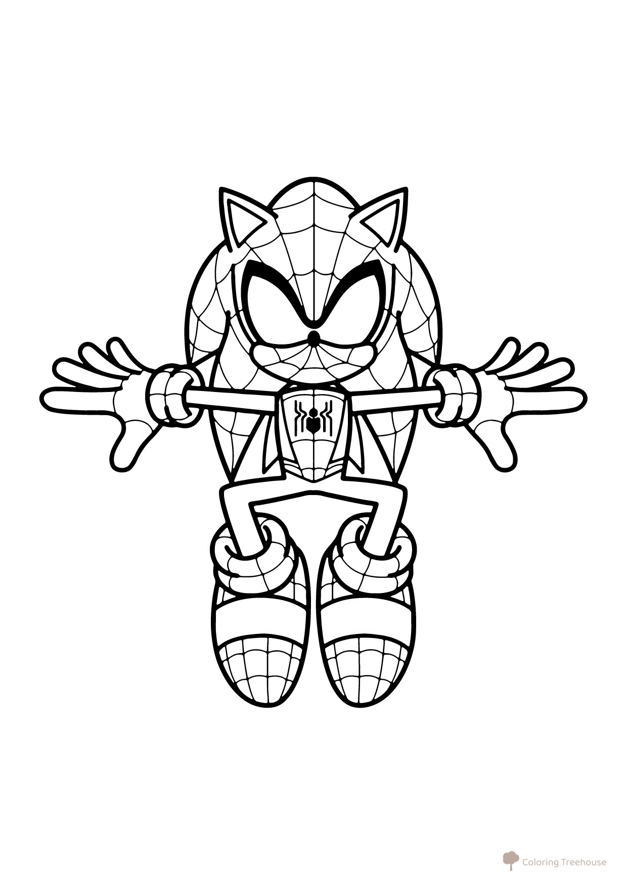 Spider-Man and Sonic Coloring Page free printable Sonic Coloring Pages coloring page