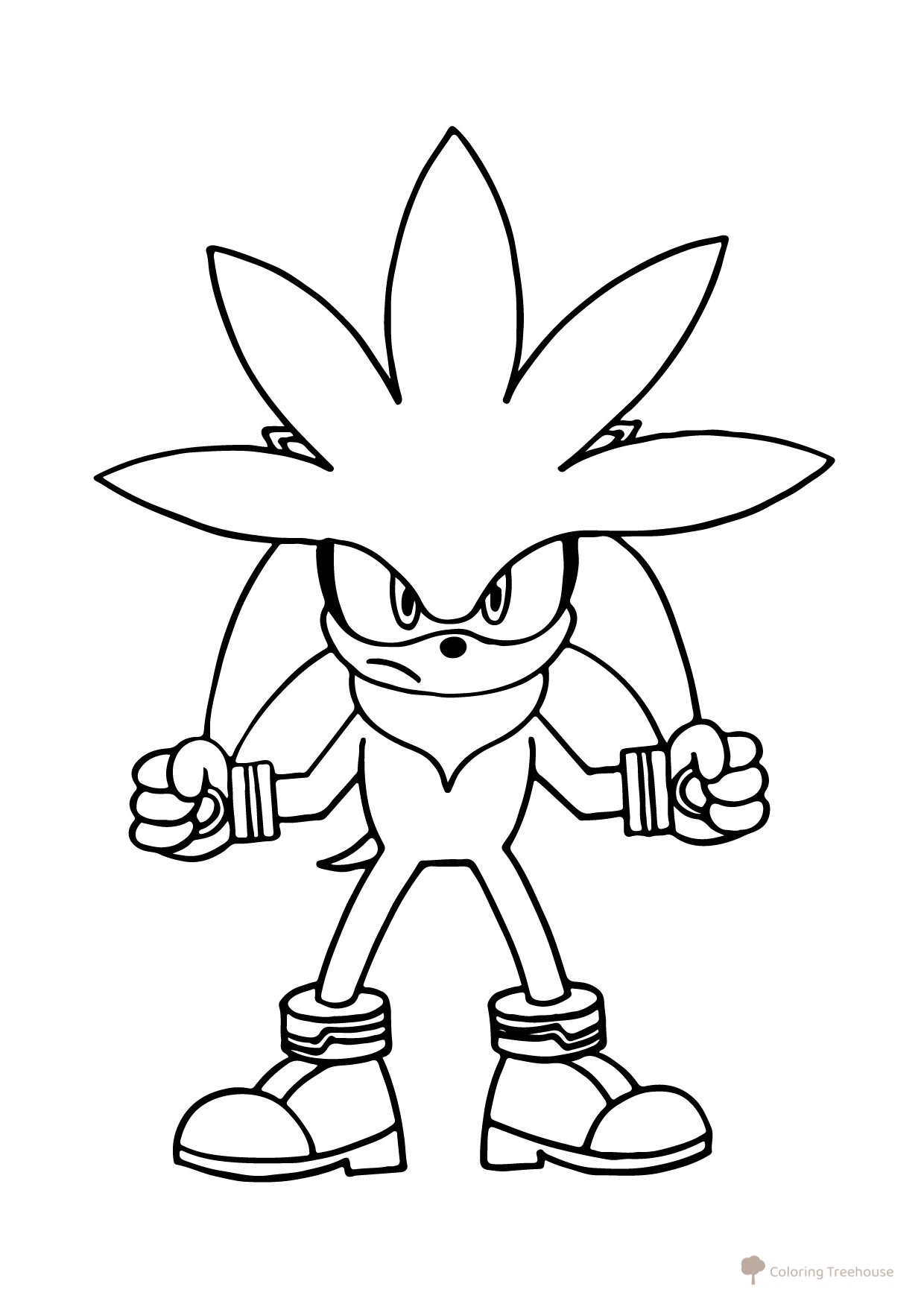 Página para colorear: Erizo Silver dibujo para colorear gratis de Dibujos para colorear de Sonic