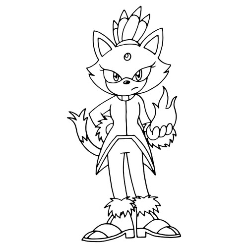 Blaze the Cat and Fire Coloring Page free printable Sonic Coloring Pages coloring page