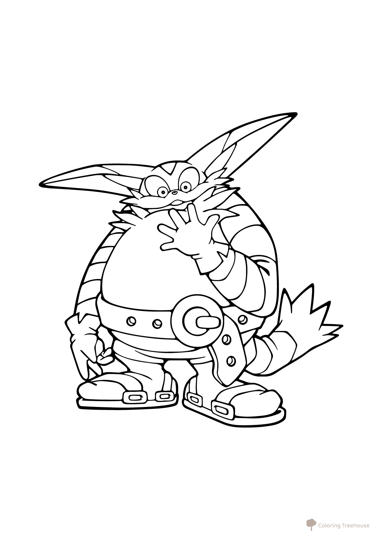 Big the Cat Coloring Page from Sonic free printable Sonic Coloring Pages coloring page