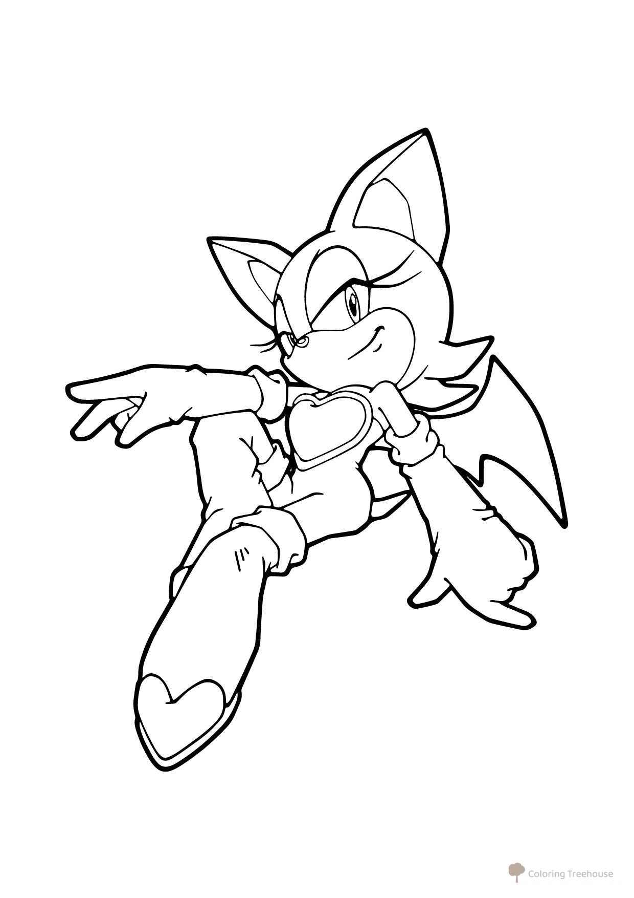 Página para colorear de Rouge la Pícara de Sonic dibujo para colorear gratis de Dibujos para colorear de Sonic