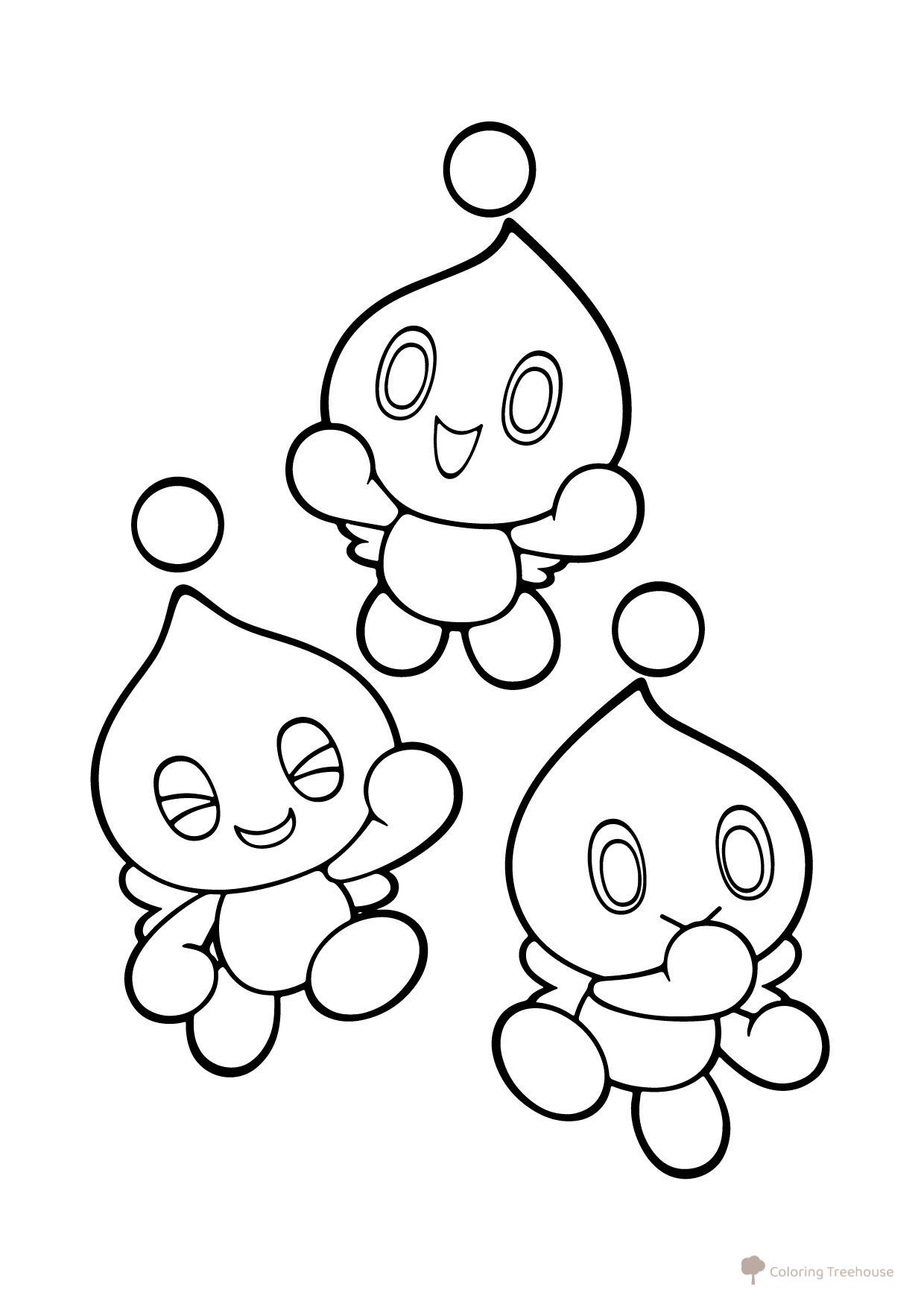 Sonic Chao Pets Coloring Page free printable Sonic Coloring Pages coloring page
