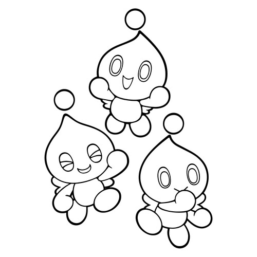 Sonic Chao Pets Coloring Page free printable Sonic Coloring Pages coloring page