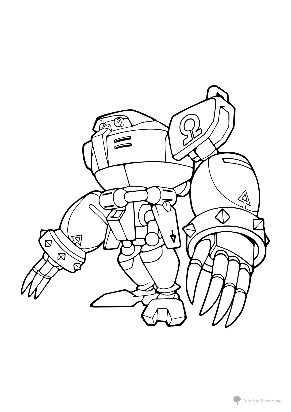 Robot E-123 Omega Coloring Page from Sonic free printable Sonic Coloring Pages coloring page
