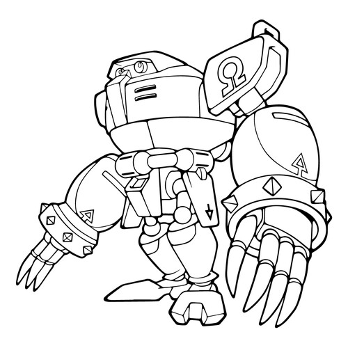 Robot E-123 Omega Coloring Page from Sonic free printable Sonic Coloring Pages coloring page