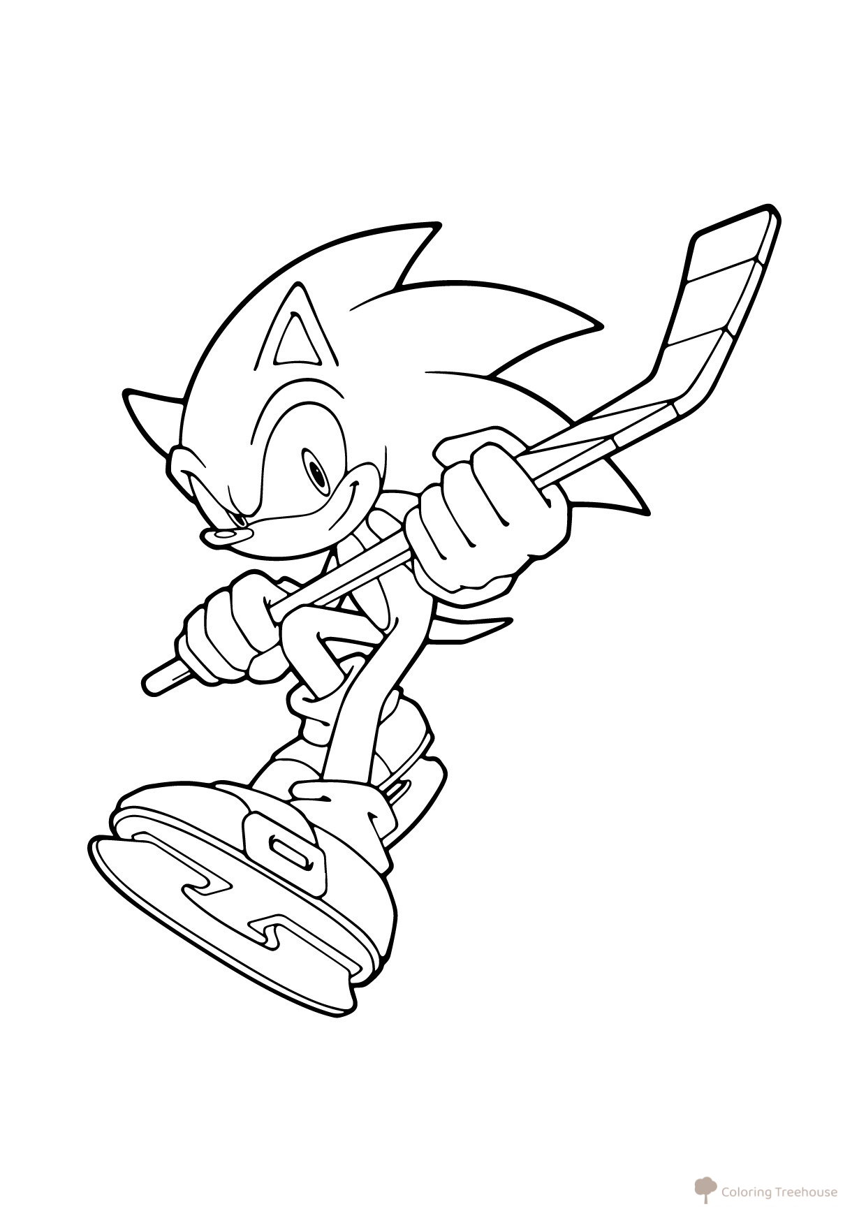 Sonic hockista - página para colorear dibujo para colorear gratis de Dibujos para colorear de Sonic