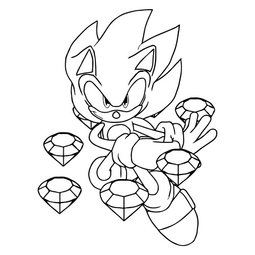Sonic and Diamonds Coloring Page free printable Sonic Coloring Pages coloring page