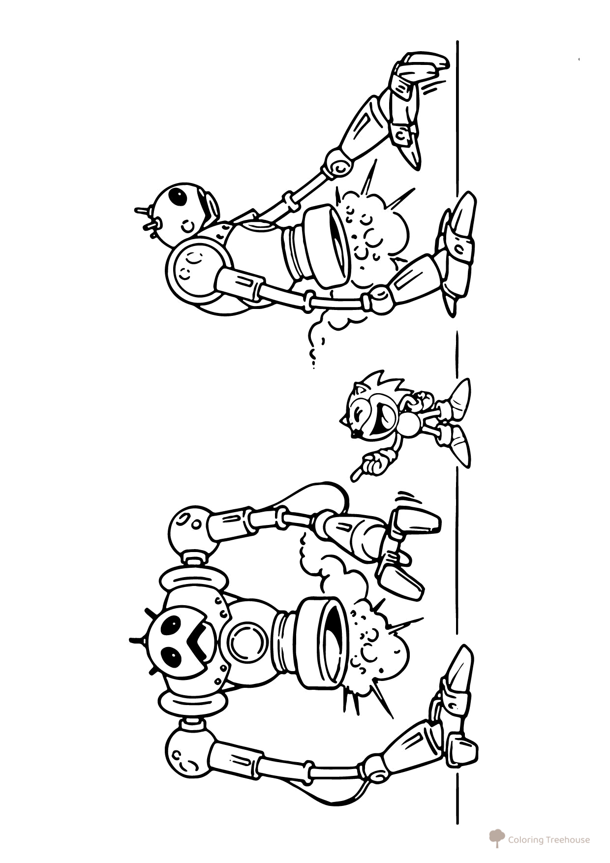Sonic and Robots Coloring Page free printable Sonic Coloring Pages coloring page
