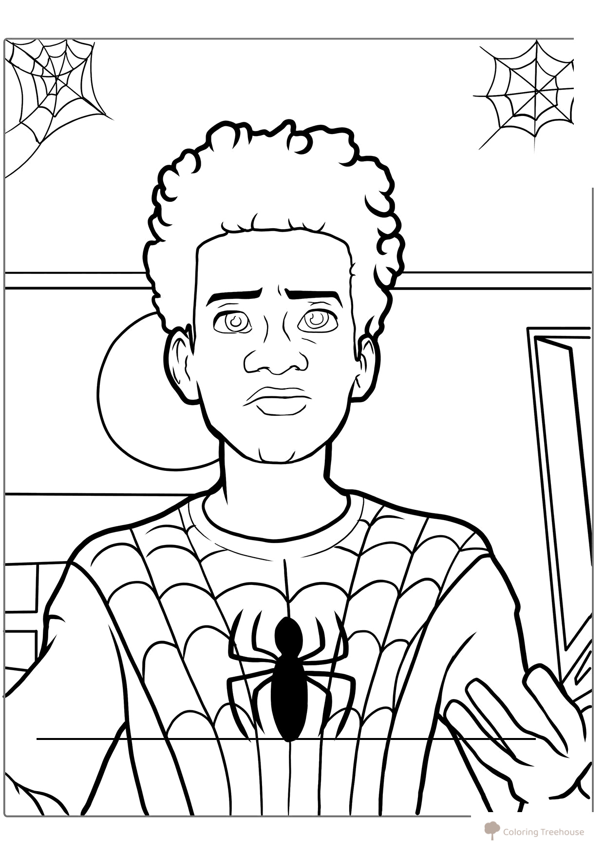 Miles Morales in the Spider‑Verse Coloring Page free printable Spider-Man Coloring Pages coloring page