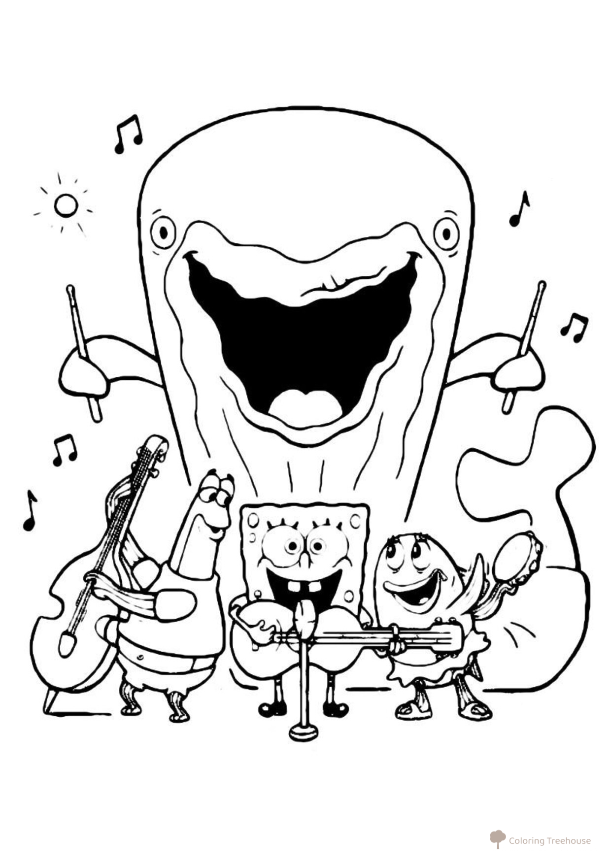 SpongeBob Jumping Coloring Page free printable SpongeBob Coloring Pages coloring page