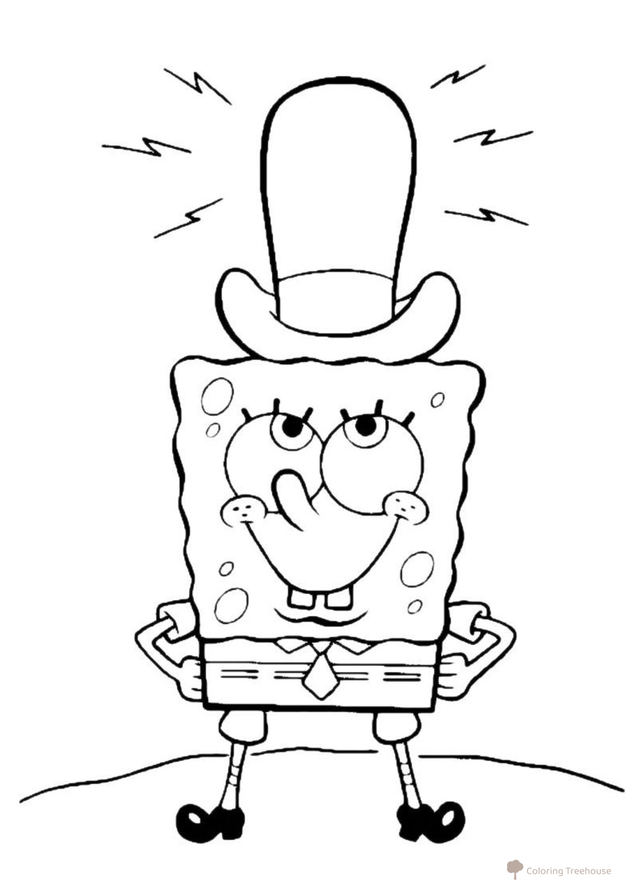 SpongeBob in a Hat Coloring Page free printable SpongeBob Coloring Pages coloring page