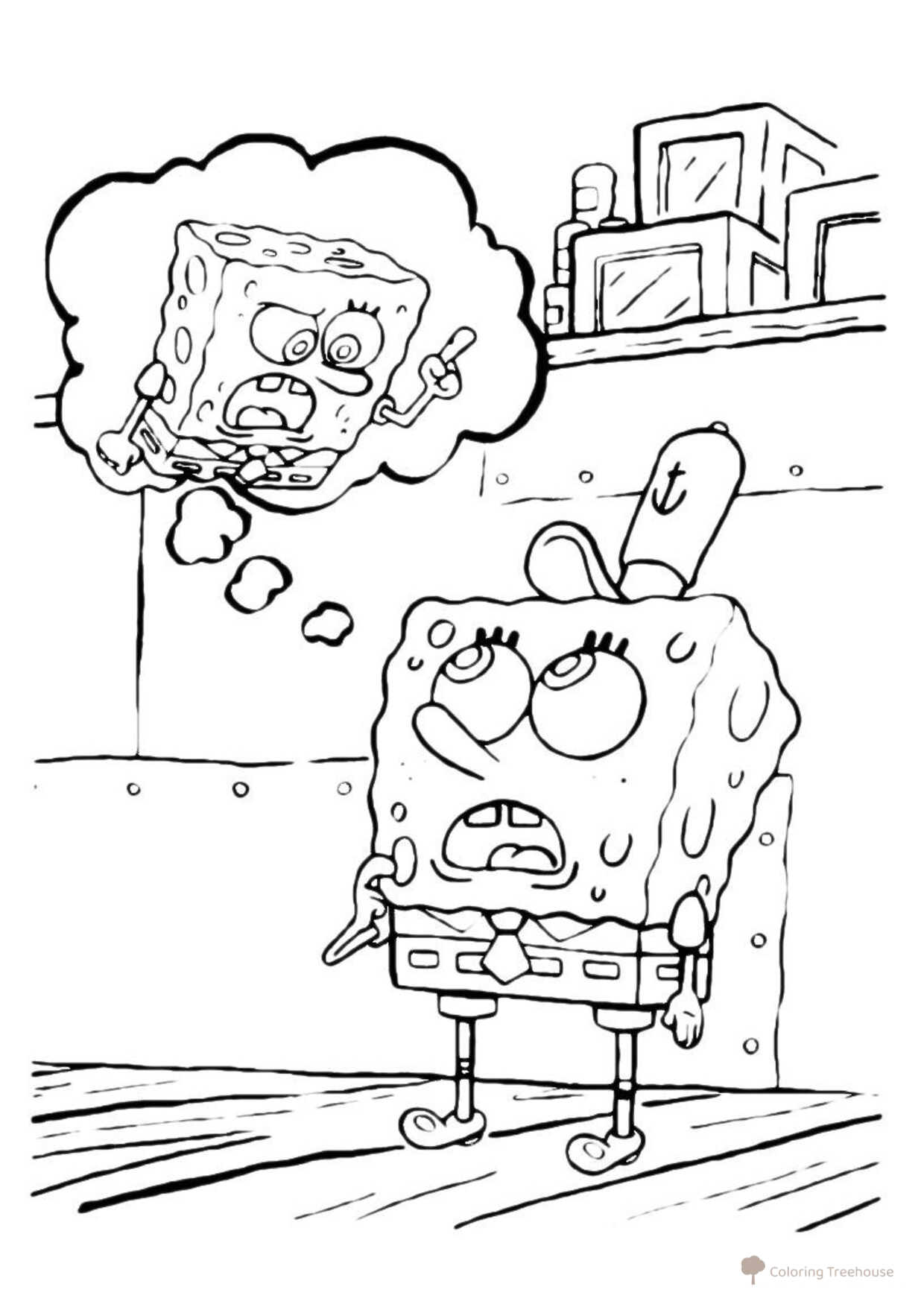 Página para colorear: Calamardo enfurecido dibujo para colorear gratis de SpongeBob Coloring Pages